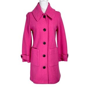 J.CREW Italian Boiled Wool Lady Coat Size‎ 4 Petite Tailored Light Fuchsia Pink
